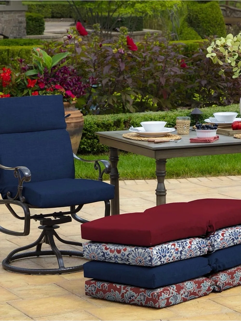 Arden Navy Blue Outdoor Chair Cushion 21x20 New Open Box Water Fade Resistant X1